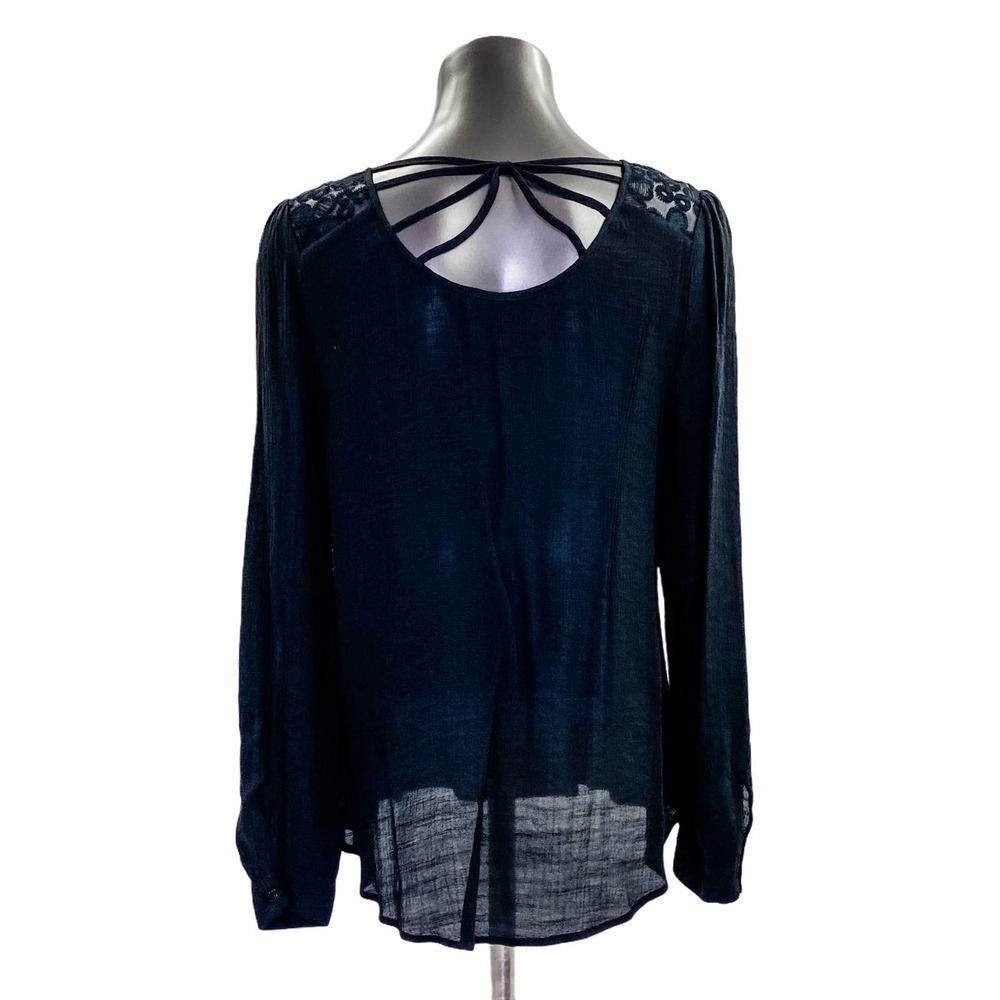MINE Black Lace Strappy Long Sleeve Blouse - Picture 3 of 9